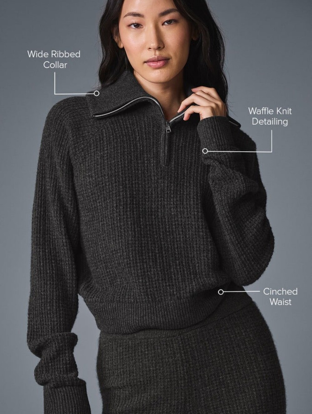 Alo Yoga Cashmere Plush Waffle-Knit Half-Zip Sweater XS